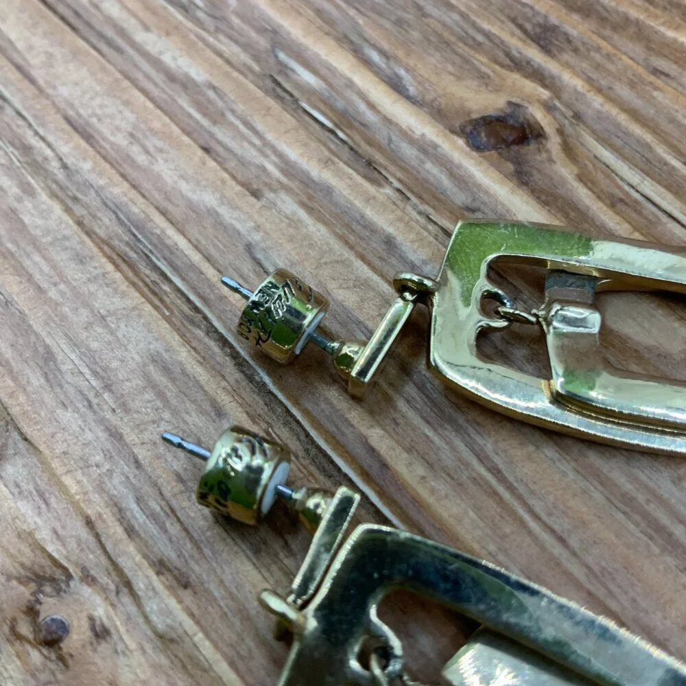 Kenneth Cole New York Gold Tone Rectangle Link Drop Earrings